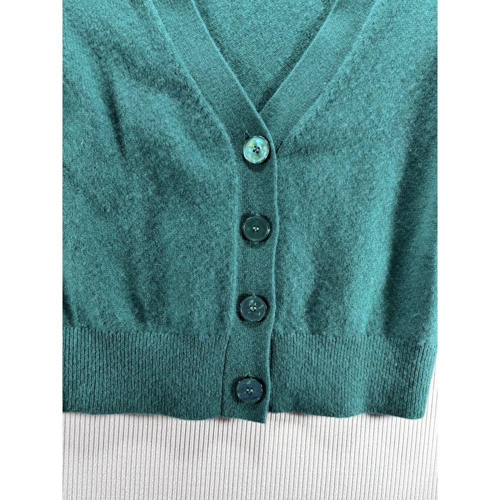 Anthropologie‎ Maeve Puff Sleeve 100% Cashmere Cardi Sweater Green XS - Picture 4 of 9